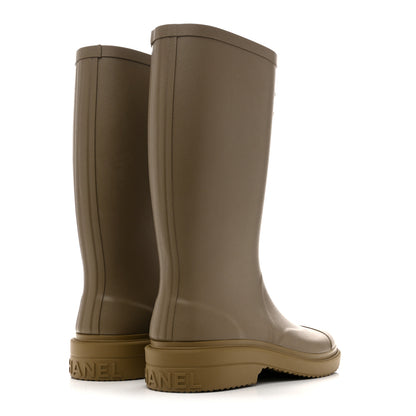 Chanel Caoutchouk CC High Boots 38 Dark Beige 5 of 9