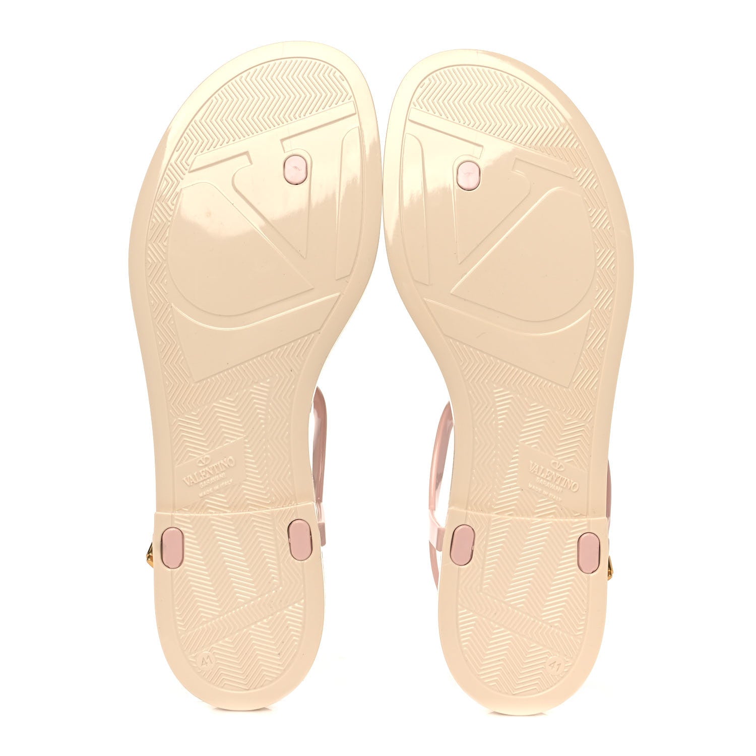 Valentino Garavani PVC Vlogo Flat Thong Sandals 41 Rose Quartz Light Ivory 5 of 8