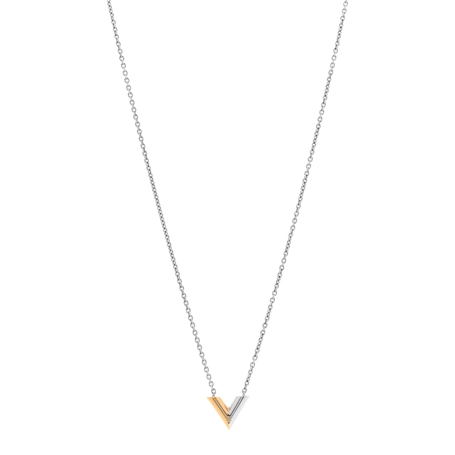 Louis Vuitton Essential V Necklace Silver Gold 1 of 5