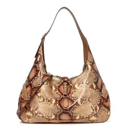 Gucci Snakeskin Large Jackie 1961 Shoulder Bag Light Brown 1 of 10
