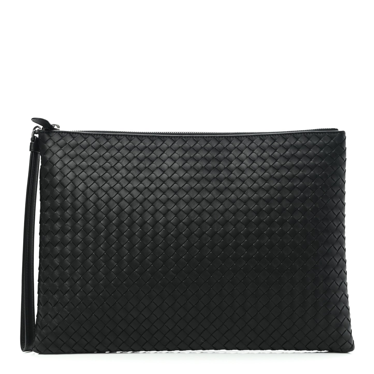 Nappa Intrecciato Large Zip Pouch Black