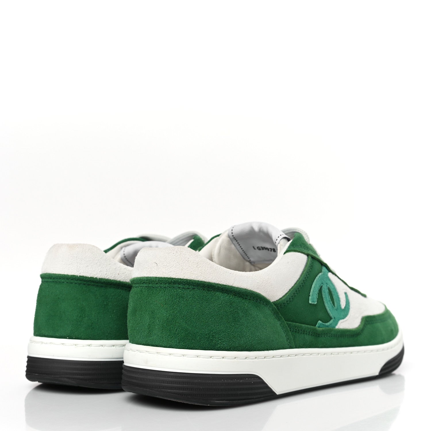 Chanel Suede Kidskin Womens CC Sneakers 39 White Green 4 of 9