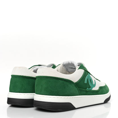 Chanel Suede Kidskin Womens CC Sneakers 39 White Green 4 of 9