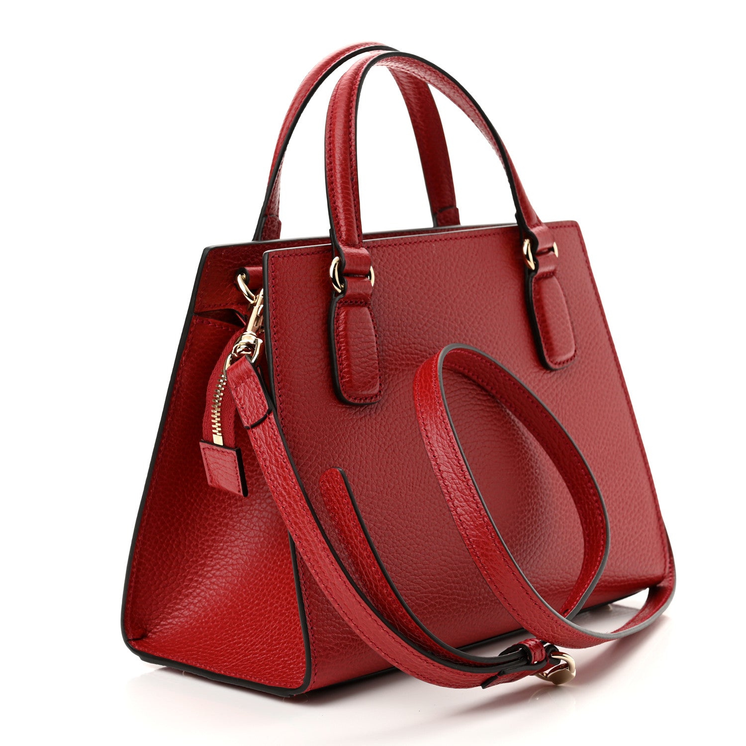 Gucci Dollar Calfskin Medium Soho Top Handle Satchel Hibiscus Red 3 of 10