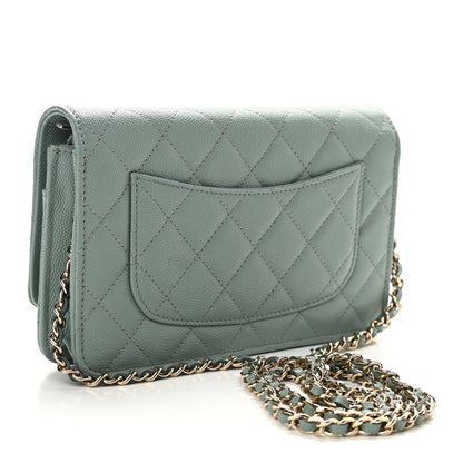 Chanel Caviar Quilted Wallet On Chain WOC Dark Green 3 of 12