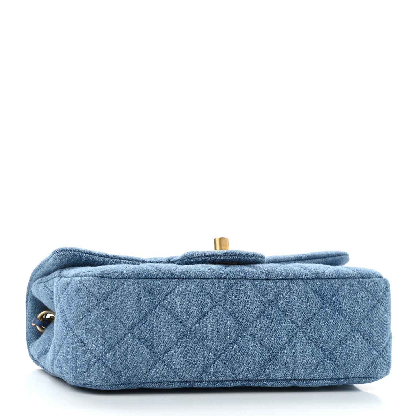 Denim Quilted Mini Pearl Crush Rectangular Flap Blue