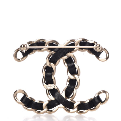Chanel Lambskin Chain CC Brooch Black Gold 3 of 5