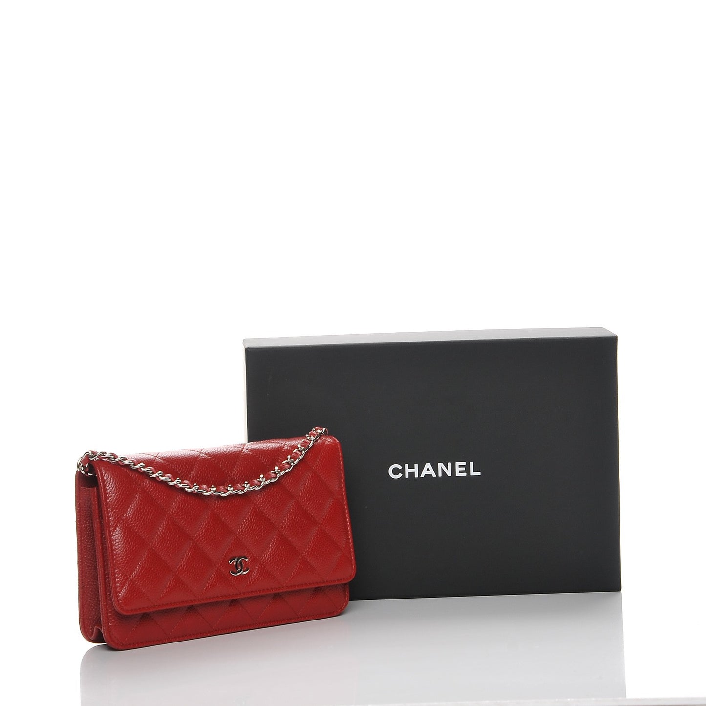 Caviar Quilted Wallet On Chain WOC Red