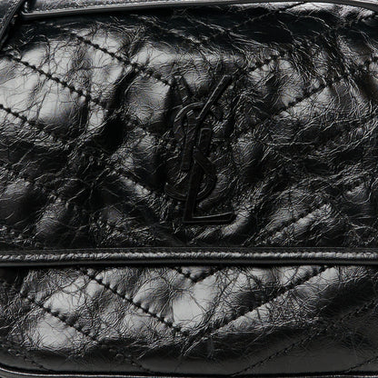 Saint Laurent Crinkled Calfskin Matelasse Monogram Medium Niki Chain Satchel Black 9 of 11