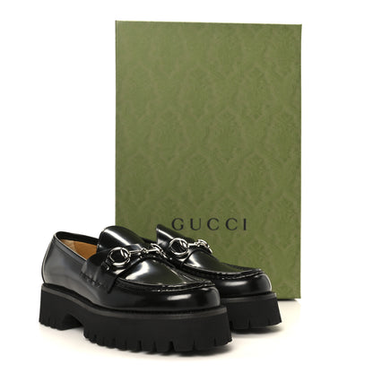 Gucci Cordovan Lux Womens Horsebit 45mm Platform Loafers 36 Black 10 of 10