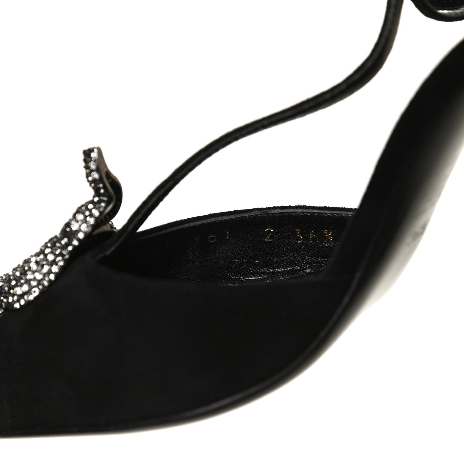 Valentino Garavani Suede Crystal Snake Embellished Ankle Strap Pumps 36.5 Black 11 of 11