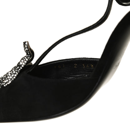 Valentino Garavani Suede Crystal Snake Embellished Ankle Strap Pumps 36.5 Black 11 of 11