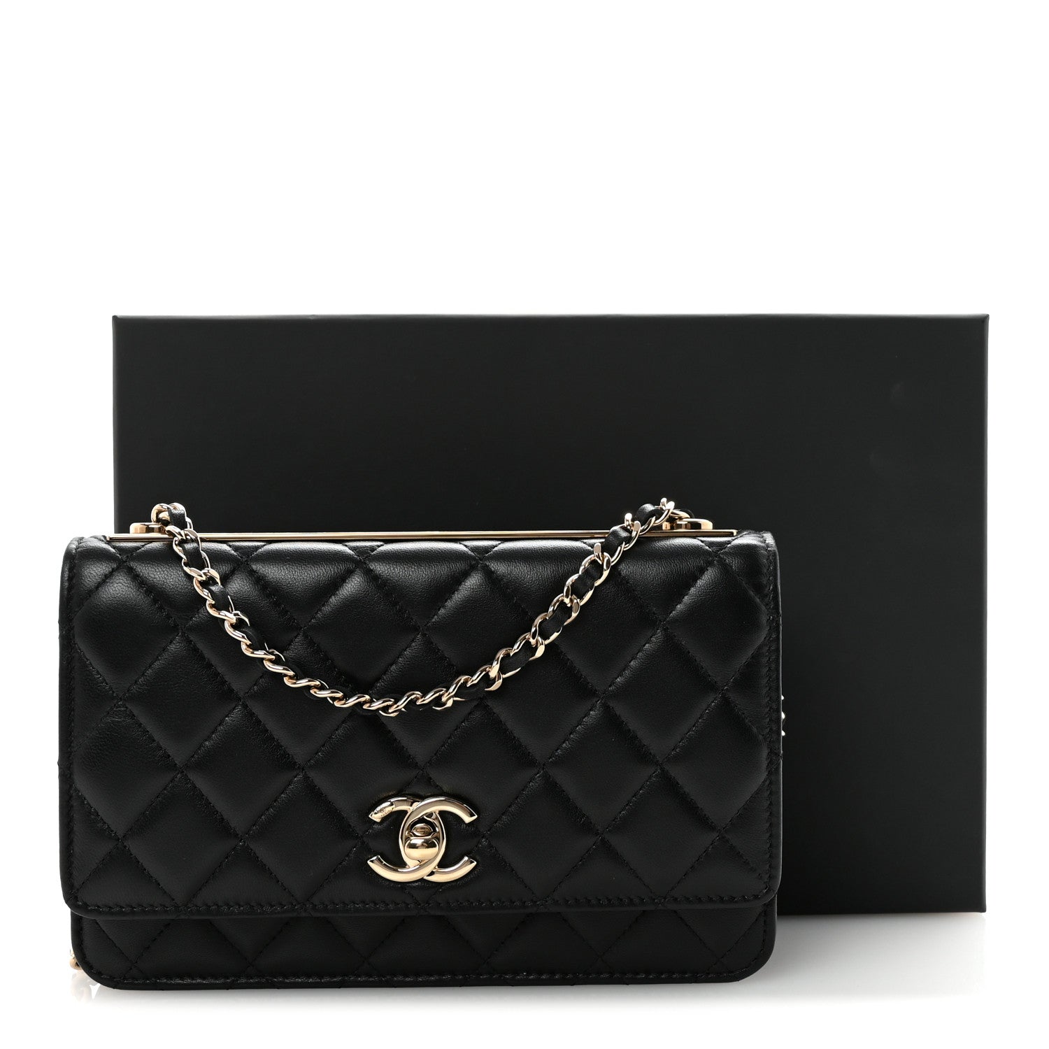 Chanel Lambskin Quilted Trendy CC Wallet On Chain WOC Black 12 of 12
