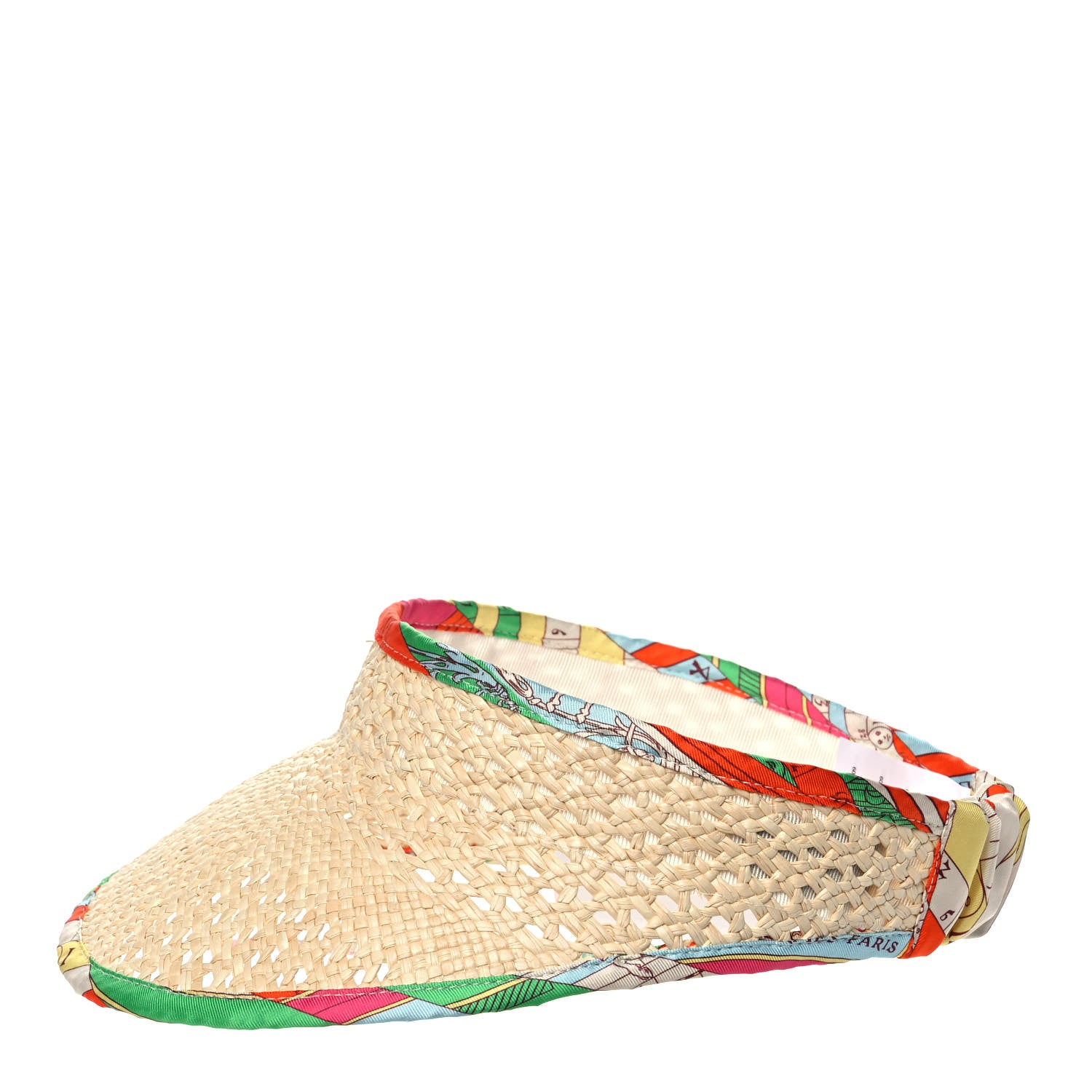 Hermes Panama Straw Woven Silk Astrologie Nouvelle Emilie Visor S Natural Amazone Pop 3 of 9