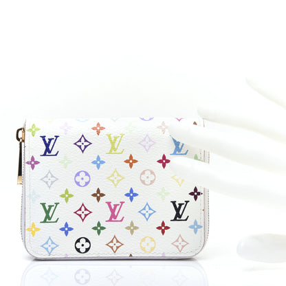 Louis Vuitton Monogram Multicolor Zippy Coin Purse Wallet White Litchi 2 of 9