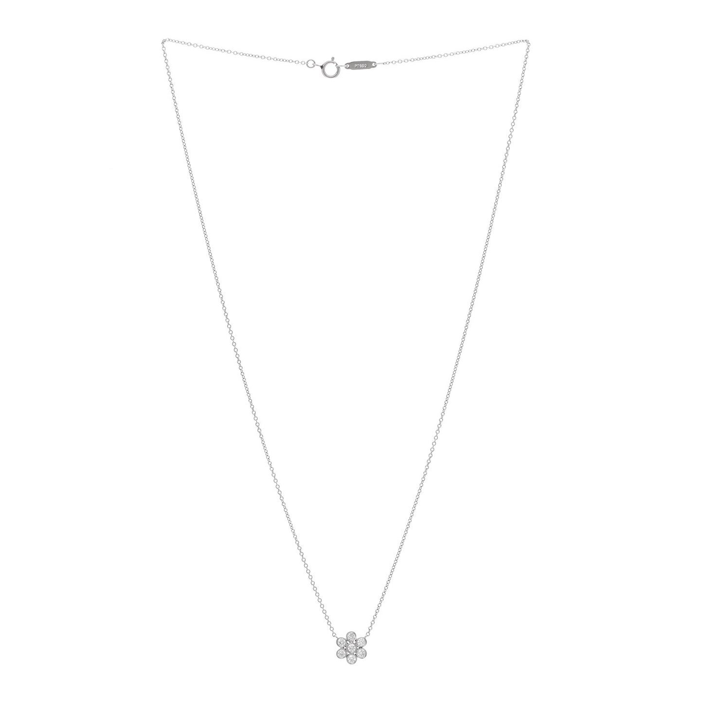 Platinum Diamond Flower Pendant Necklace