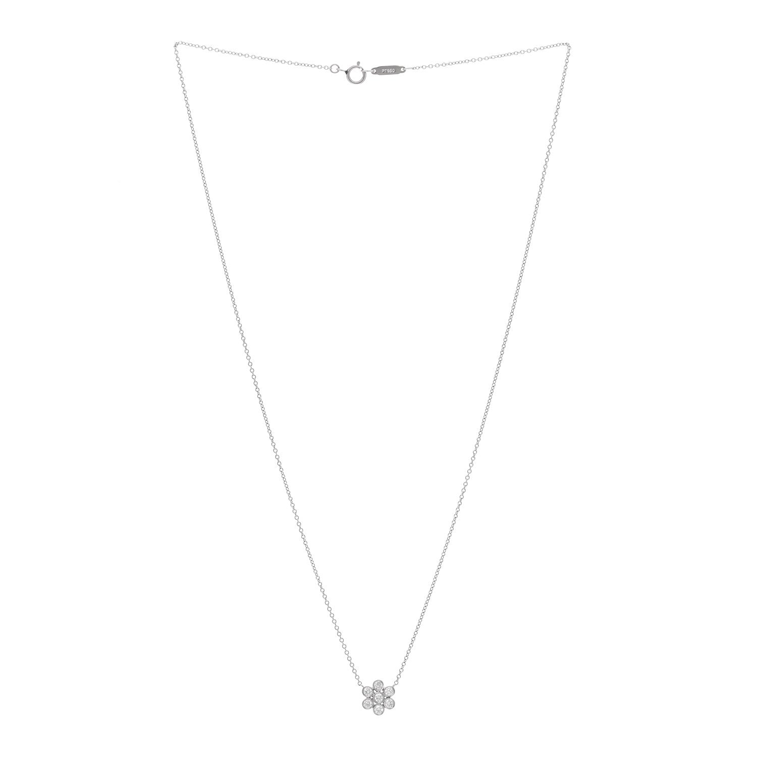 Tiffany Platinum Diamond Flower Pendant Necklace 3 of 6