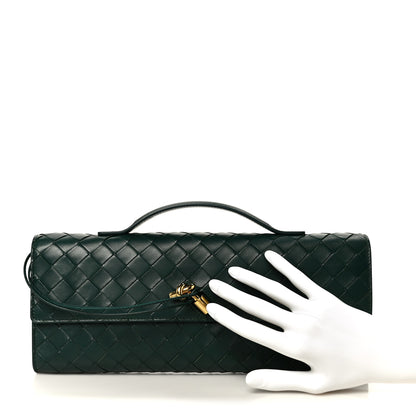 Bottega Veneta Nappa Intrecciato Long Andiamo Top Handle Clutch Emerald Green 2 of 9