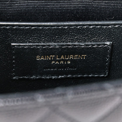 Saint Laurent Grain De Poudre Textured Mixed Matelasse Triquilt Medium Monogram Satchel Black 8 of 9