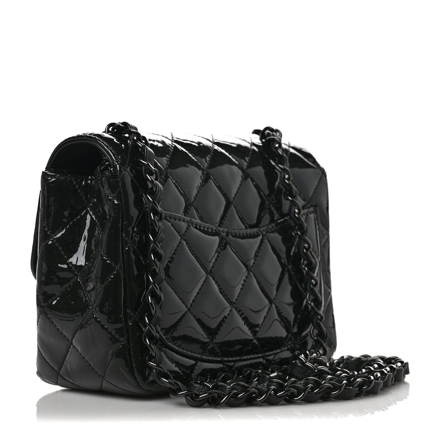 Chanel Patent Calfskin Quilted Mini Square Flap So Black 3 of 7