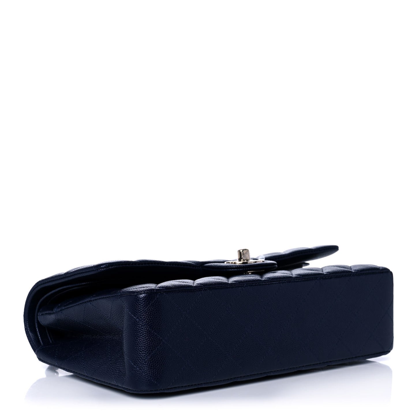 Caviar Quilted Medium Double Flap Dark Blue