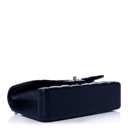 Chanel Caviar Quilted Medium Double Flap Dark Blue 4 of 12