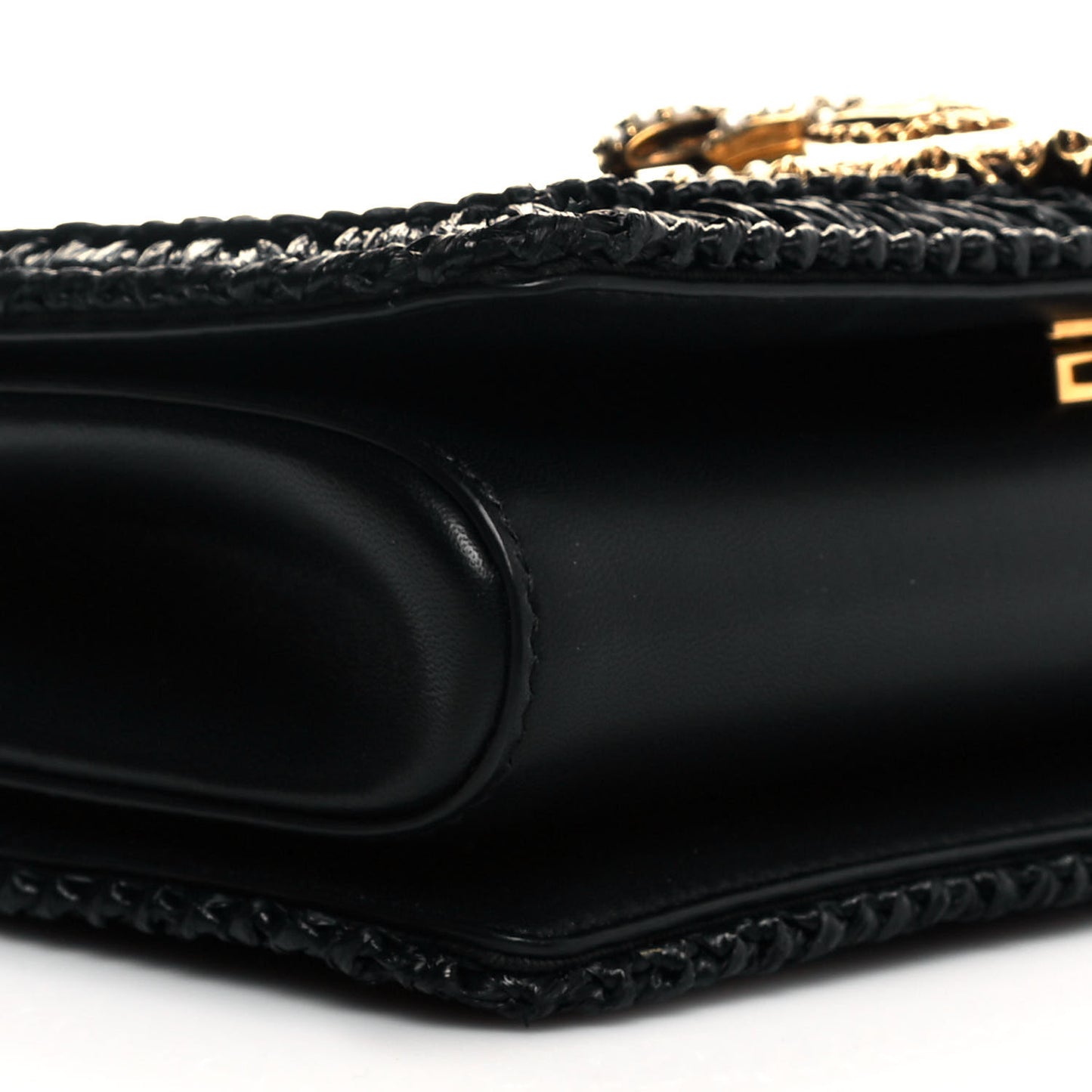 Raffia Medium Devotion Crossbody Bag Black
