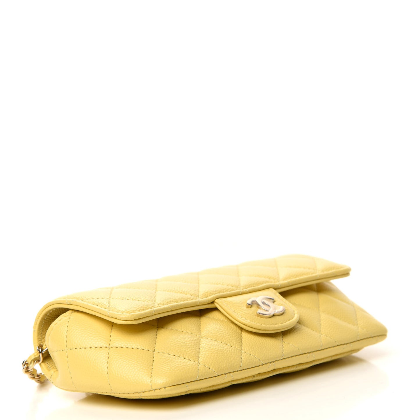 Caviar Quilted Glasses Case With Chain Yellow
