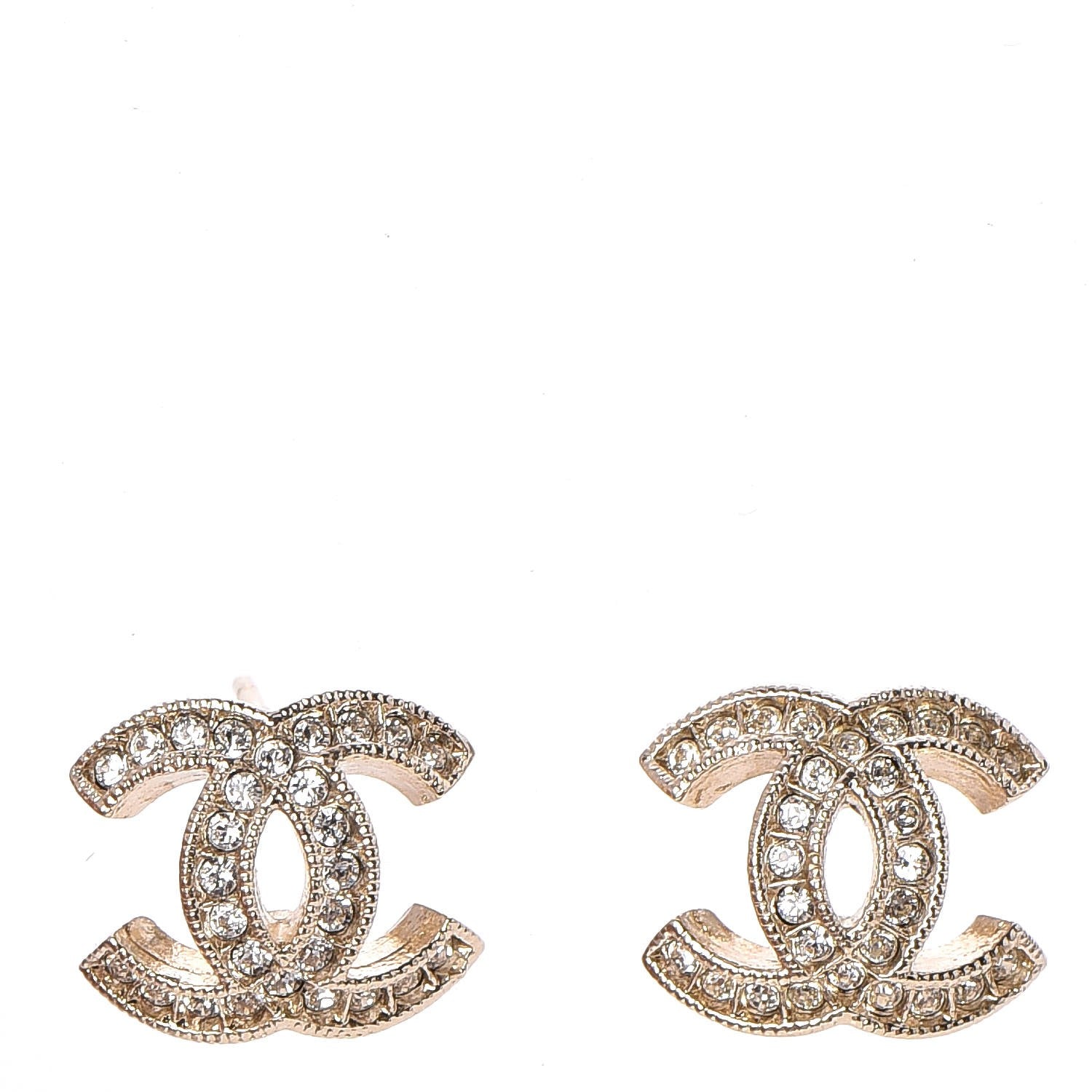 Chanel Crystal CC Earrings Gold 1 of 5