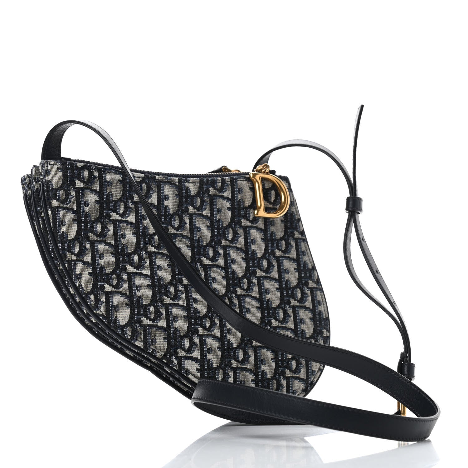 Christian Dior Oblique Saddle Pouch With Strap Navy Blue 3 of 10