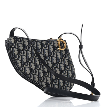Christian Dior Oblique Saddle Pouch With Strap Navy Blue 3 of 10