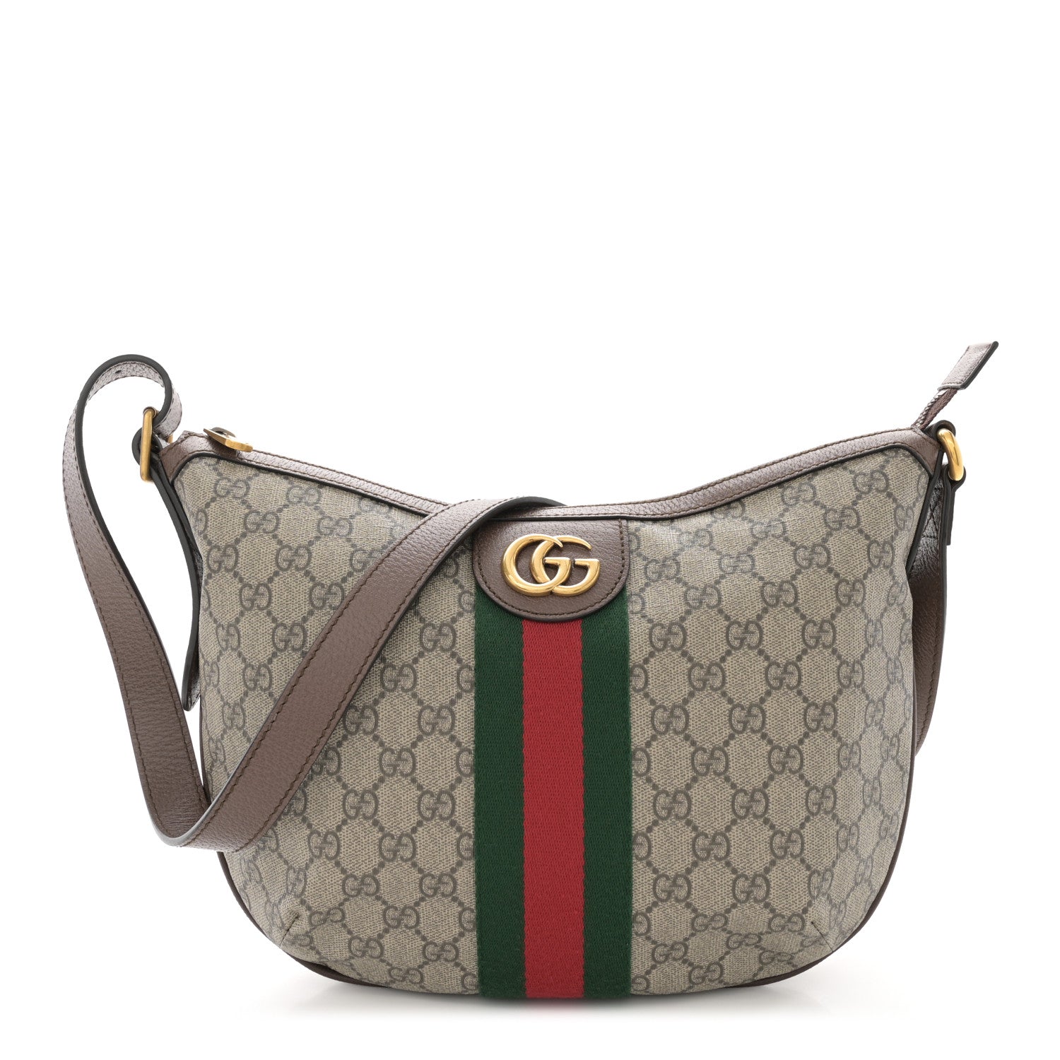 Gucci GG Supreme Monogram Web Small Ophidia Half Moon Hobo Brown 1 of 11