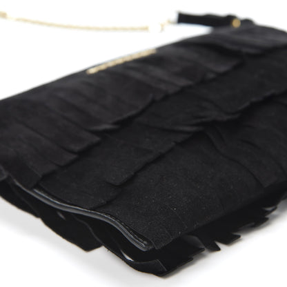 Burberry Suede Fringe Peyton Crossbody Clutch Bag Black 5 of 10