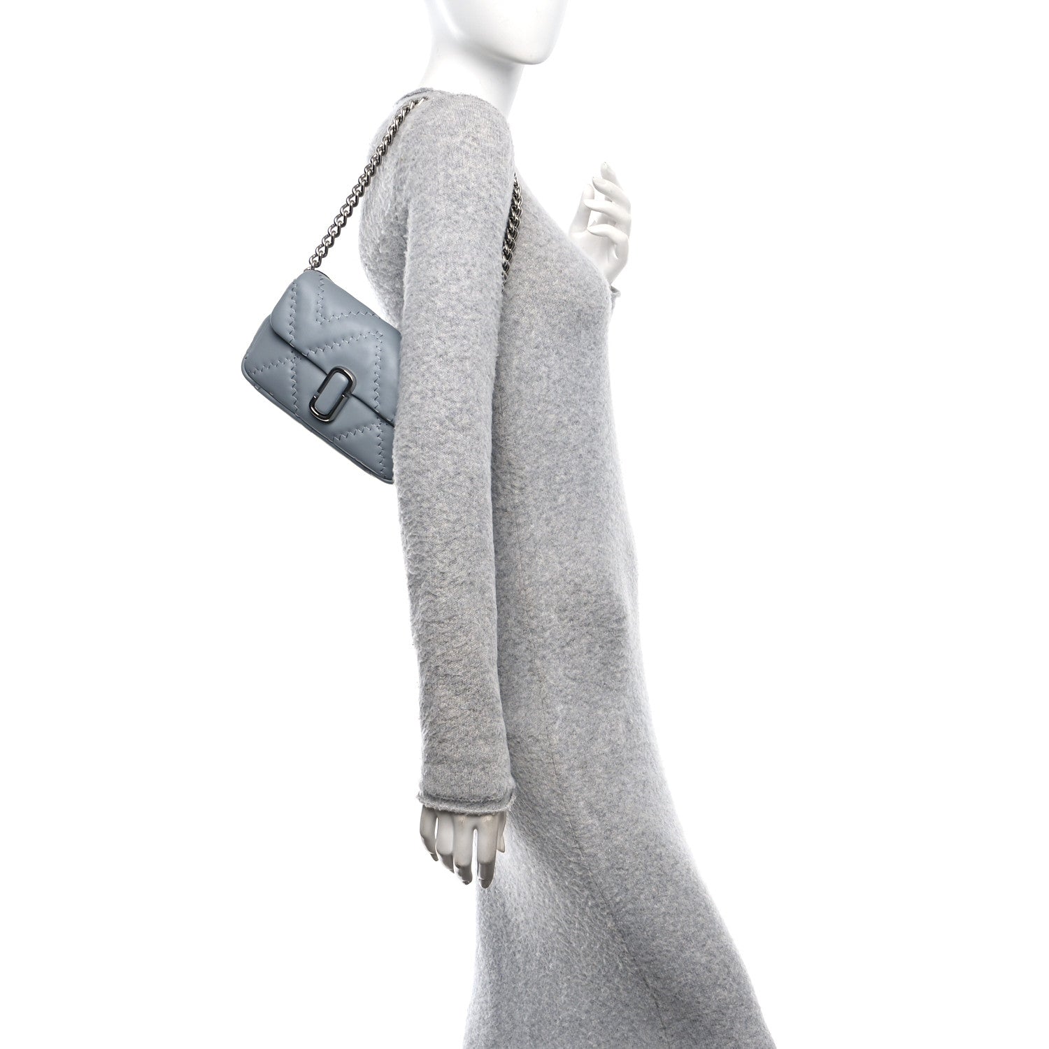 Marc Jacobs Calfskin Quilted The J Marc Shoulder Bag Wolf Grey 2 of 10