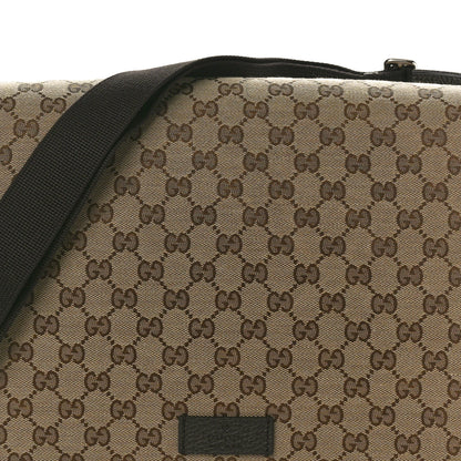 Gucci Monogram Large Flap Messenger Bag Beige Dark Brown 8 of 12