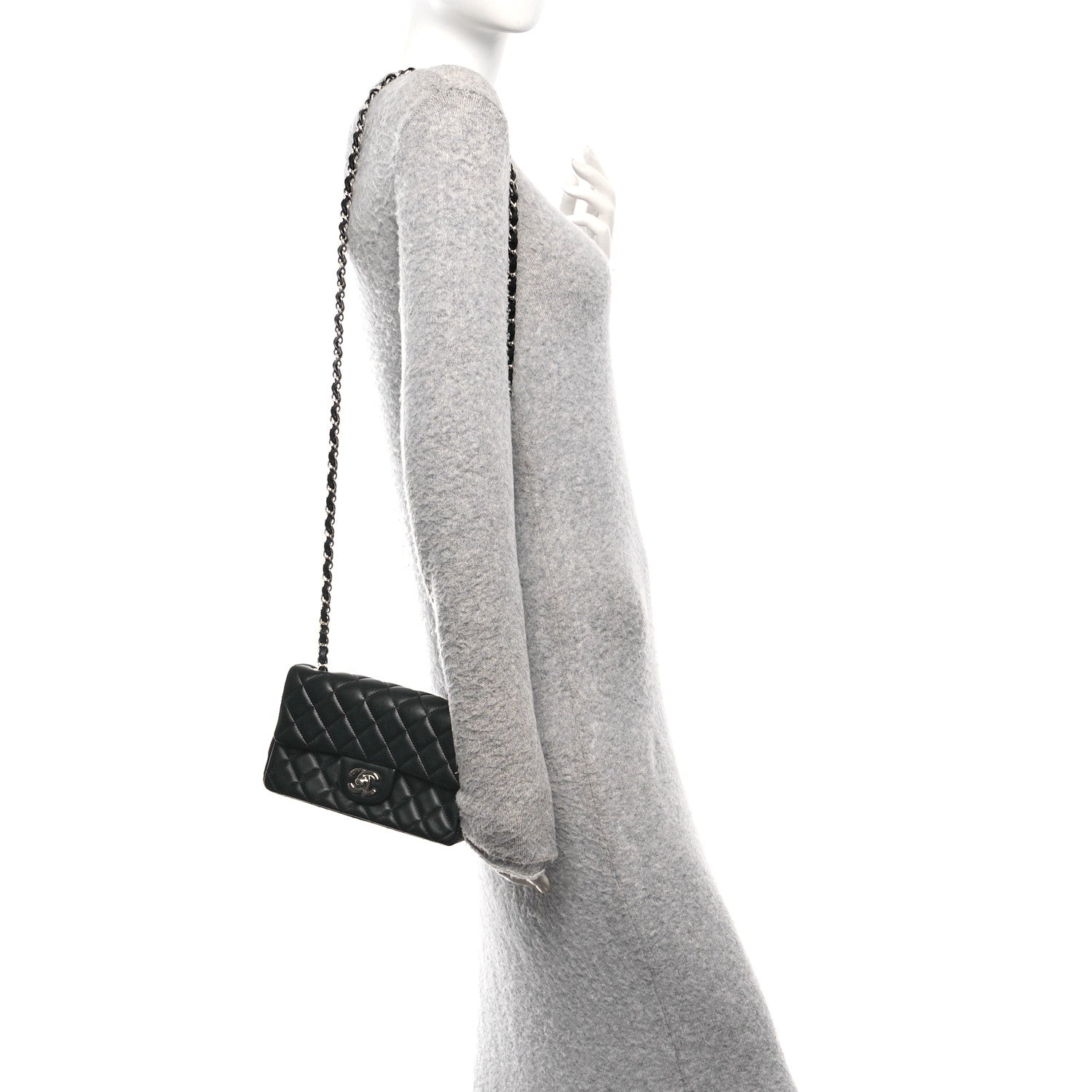 Chanel Lambskin Quilted Mini Rectangular Flap Black 3 of 12