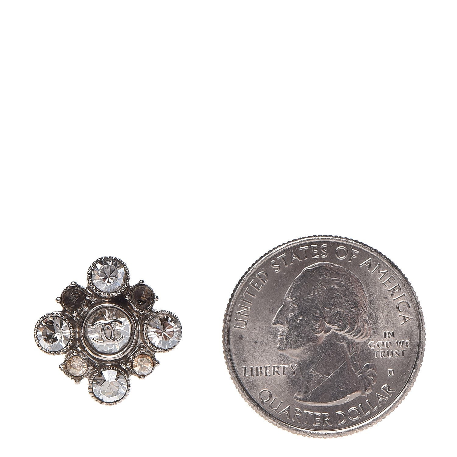 Chanel Crystal CC Earrings Silver 2 of 6