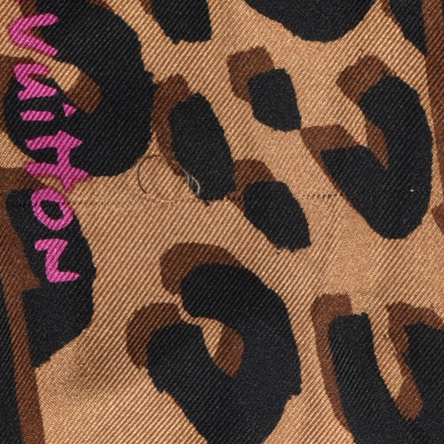 Louis Vuitton Silk Leopard Bandeau Scarf Marron 4 of 4