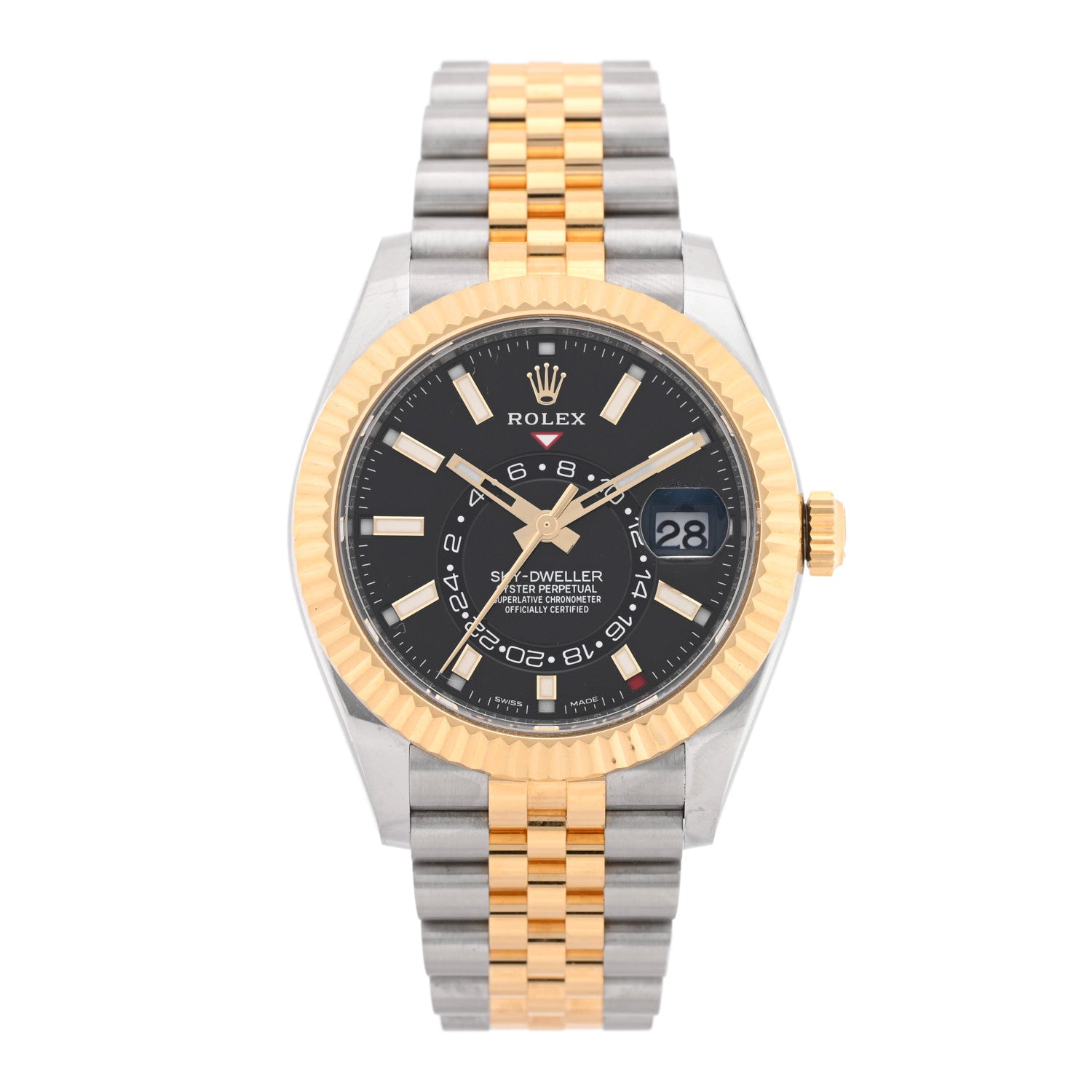 Rolex 18K Yellow Gold Stainless Steel 42mm Oyster Perpetual Sky-Dweller Watch Bright Black 326933 1 of 5