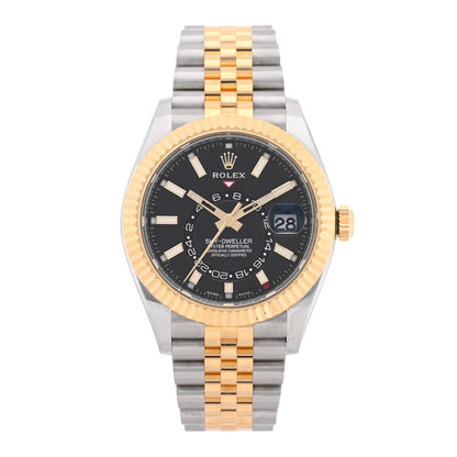 Rolex 18K Yellow Gold Stainless Steel 42mm Oyster Perpetual Sky-Dweller Watch Bright Black 326933 1 of 5