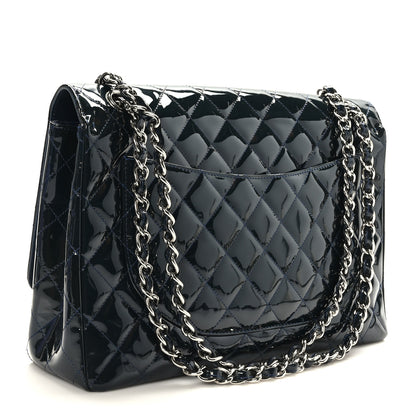 Chanel Patent Quilted Maxi Single Flap Navy Blue 3 of 9
