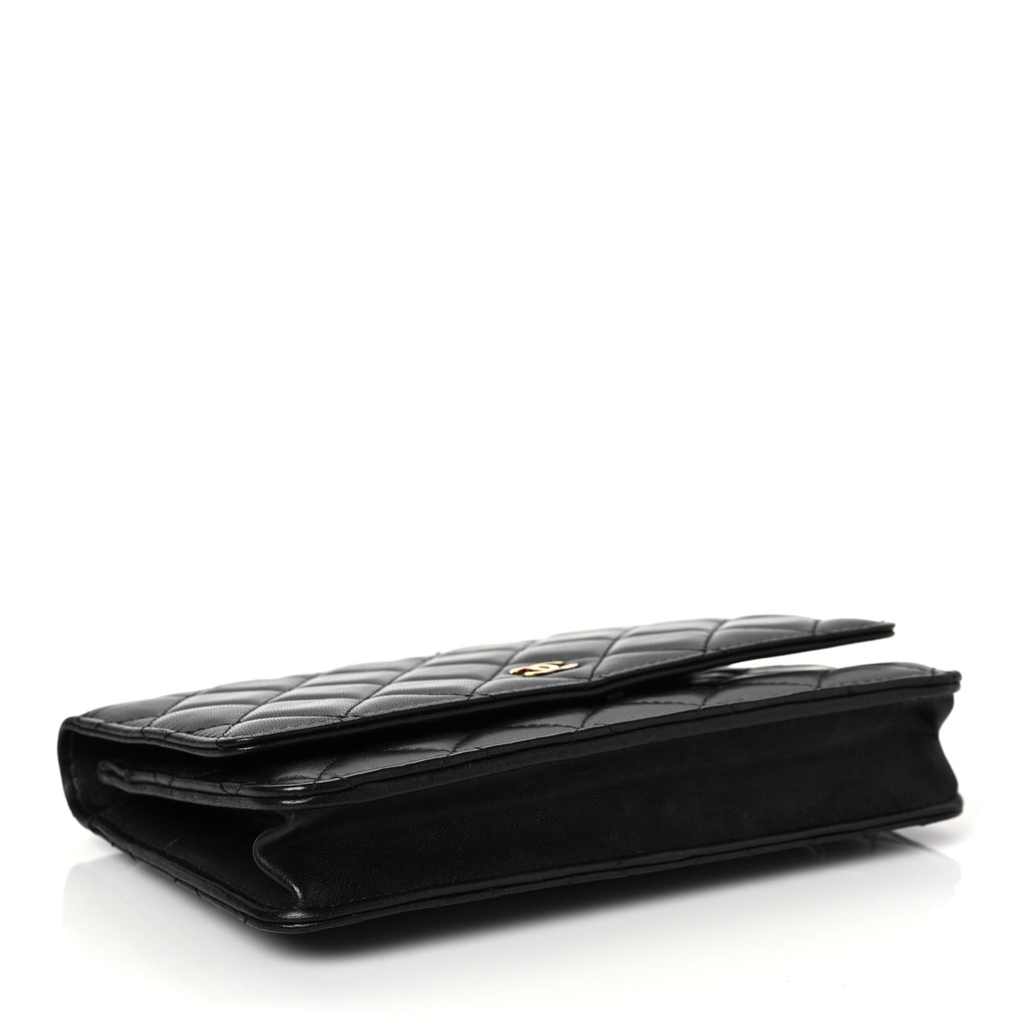 Lambskin Quilted Wallet On Chain WOC Black