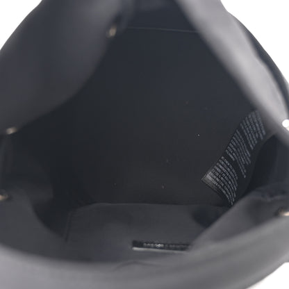 Balenciaga Recycled Sport Nylon Logo Embroidered Wheel Drawstring Bucket Bag Black White 5 of 11