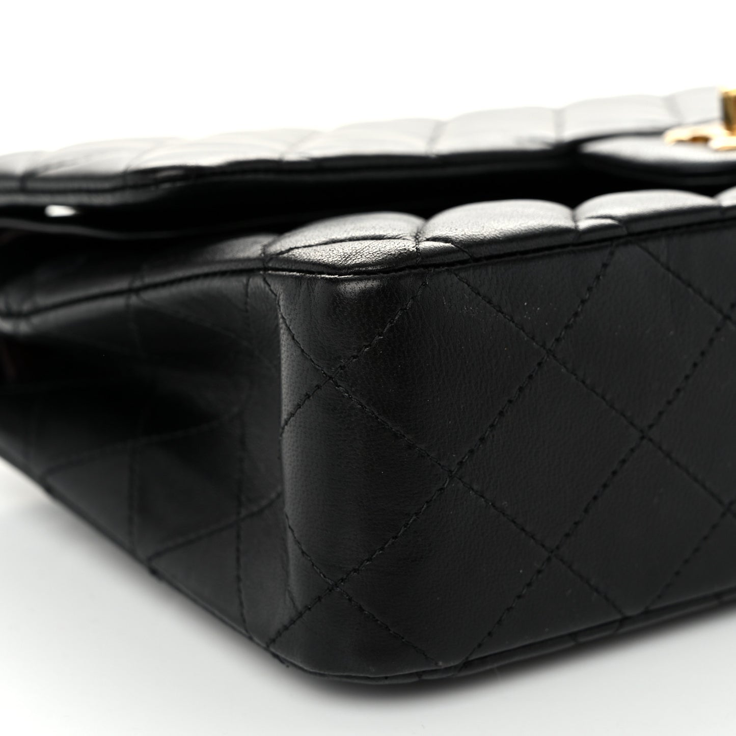 Lambskin Quilted Medium Double Flap Black