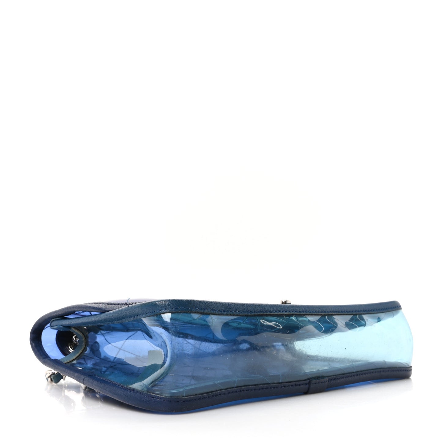 PVC Lambskin Stitched Medium Coco Splash Flap Blue