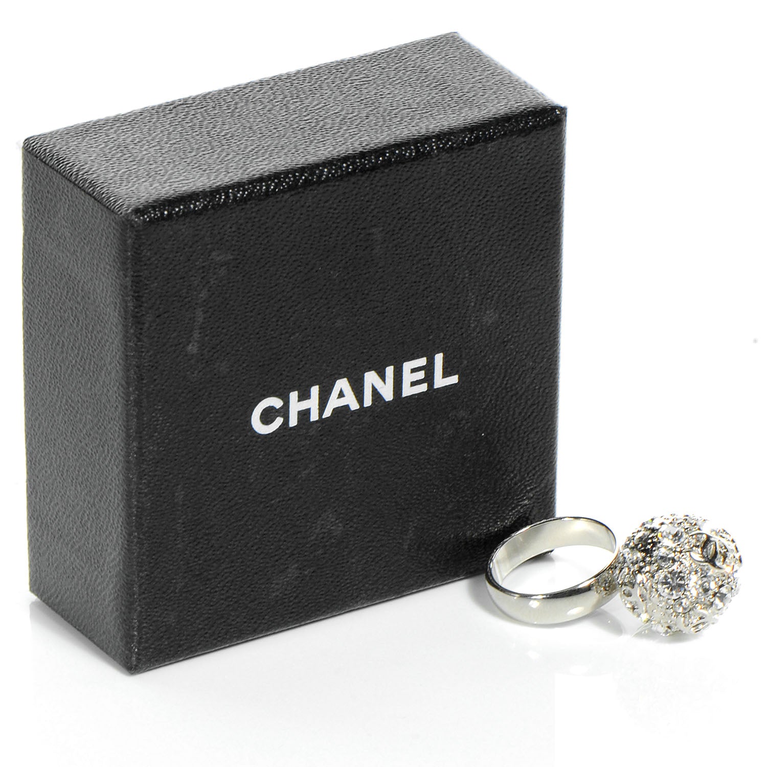 Chanel Crystal CC Ring Silver 6.25 5 of 5