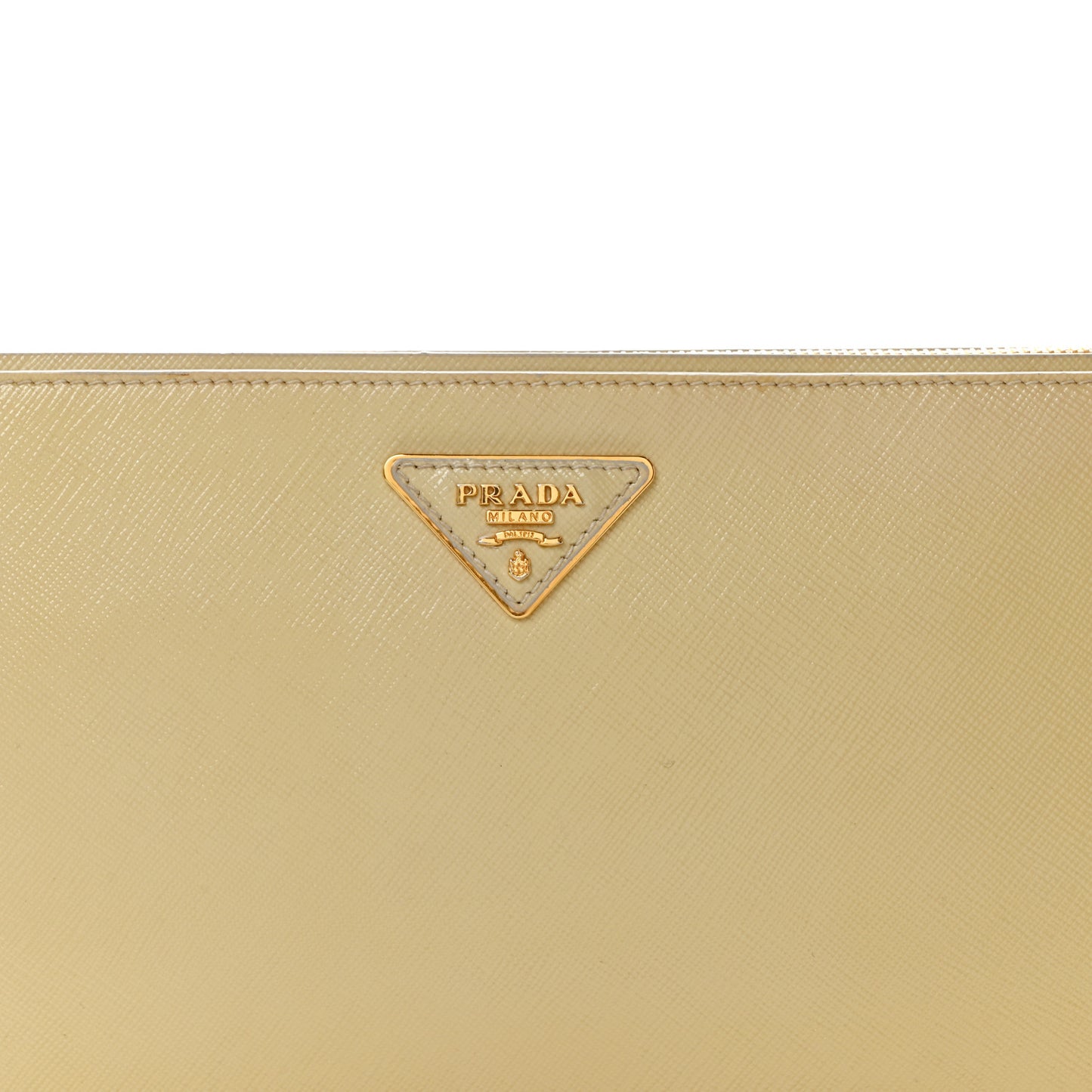 Saffiano Vernice Studded Clutch Talco