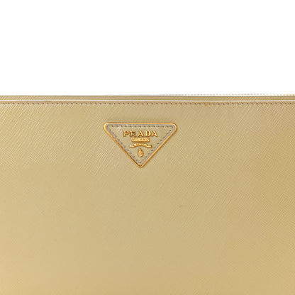 Prada Saffiano Vernice Studded Clutch Talco 8 of 10