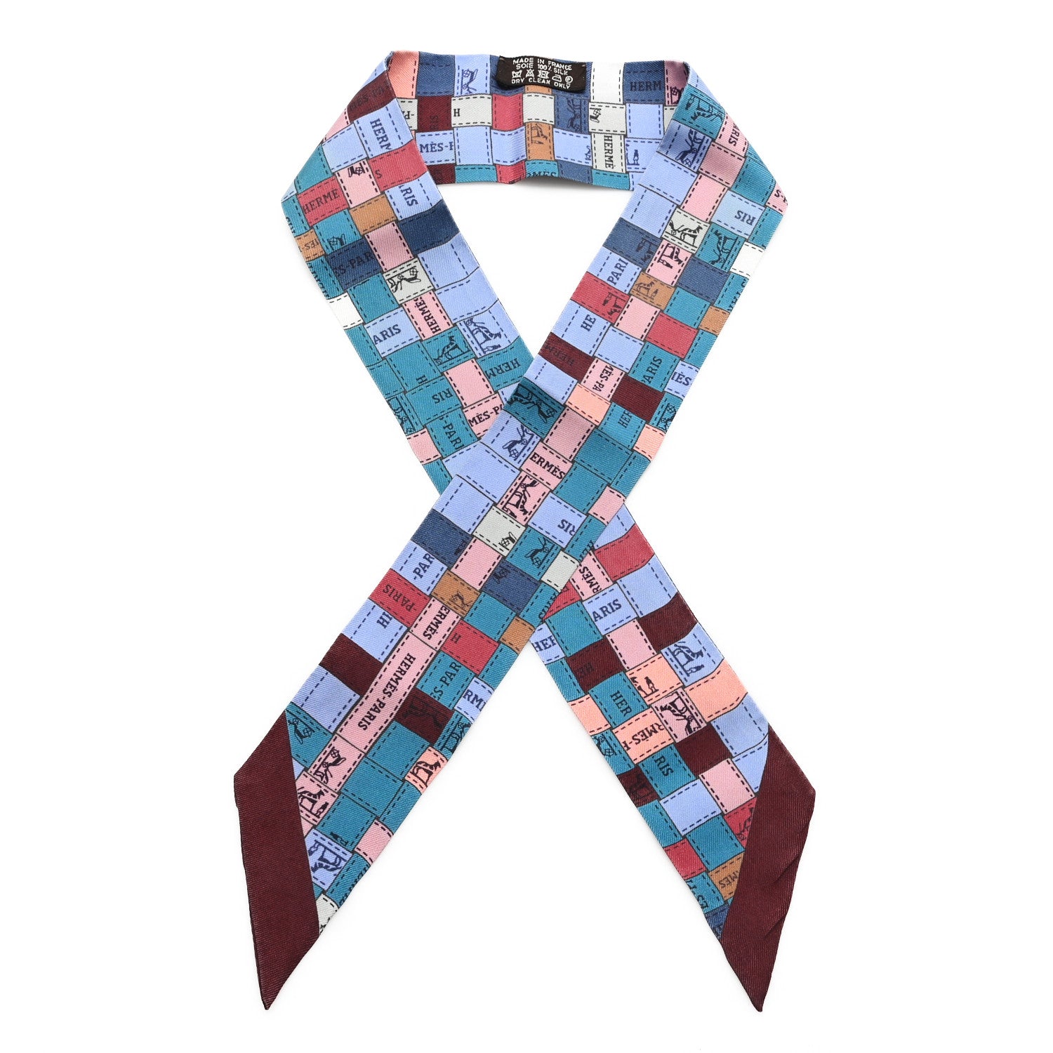 Hermes Silk Bolduc Au Carre Twilly Ciel Cobalt Bordeaux 1782404