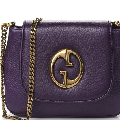 Gucci Metallic Pebbled Calfskin Small 1973 Chain Shoulder Bag Purple 10 of 10
